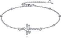 wholesale Sterling Silver & AAA Cubic Zirconia Cross Bracelet with Dove for Women - Elegant Baptism Peace Jewelry Gift-cross bracelet