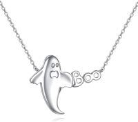 wholesale 925 Sterling Silver Ghost Pendant Boo Necklace Halloween Gifts for Women-Ghost