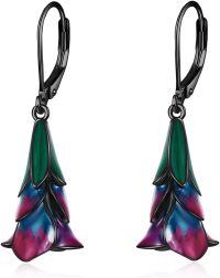 wholesale 925 Sterling Silver Multicolor Floral Leverback Earrings-Tulip