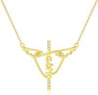 wholesale 14K Gold Diamond Angel Wing Faith Cross Pendant Necklace for Women Gifts-Faith Cross