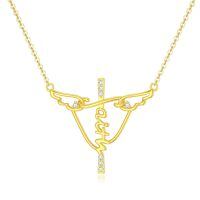 wholesale 14K Gold Diamond Angel Wing Faith Cross Pendant Necklace for Women Gifts-Faith Cross