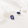 wholesale 925 Sterling Silver Genuine Blue Lapis Lazuli Cross Design Stud Earrings with Cubic Zirconia Accents-0-4