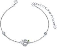 wholesale 925 Sterling Silver Birthstone Stethoscope Bracelet for Women Nurse Doctor Gift-Simulated Peridot