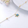 wholesale 14K Gold Blue Opal Sea Turtle Charm Ankle Anklet for Women - Adjustable Size-0-3