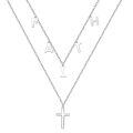 wholesale 925 Sterling Silver Faith Cross Layered Pendant Necklace Religious s for Women Girls-0-0