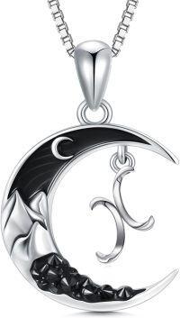 wholesale Sterling Silver Black Moon A Z Initial Necklace 26 Letter Pendant-Letter-X