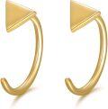 wholesale 14k Gold Triangle Half Huggie Hoop Earrings for Women Minimalist Studs Hypoallergenic s for Girls and Teens-0-0