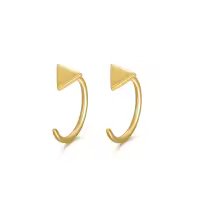 wholesale 14k Gold Triangle Half Huggie Hoop Earrings Wholesale for Women Minimalist Studs Hypoallergenic s for Girls and Teens-Gold Mini Triangle