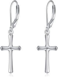 wholesale 925 Sterling Silver Cross Dangle Earrings for Women s-Simple cross earrings