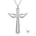 wholesale 925 Sterling Silver Cross Memorial Urn Necklace Wholesale With Wings And Heart Crystals-0-0