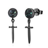 wholesale 925 Sterling Silver Black Sword And Mother Of Pearl Stud Earrings-Sword-B