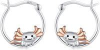 wholesale S925 Sterling Silver Crab Huggie Hoop Earrings with Rose Gold Accents and Black Eyes-Axolotl-2