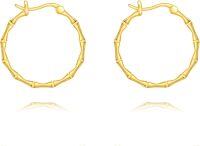 wholesale 925 Sterling Silver Gold Plated Bamboo Hoop Earrings for Women 30mm Diameter-Bamboo hoop earrings 30mm