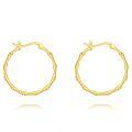 wholesale 925 Sterling Silver Gold Plated Bamboo Hoop Earrings for Women 30mm Diameter-0-0