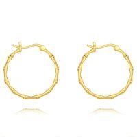 wholesale 925 Sterling Silver Gold Plated Bamboo Hoop Earrings for Women 30mm Diameter-Bamboo hoop earrings 30mm