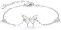 wholesale 925 Sterling Silver & Opal Butterfly Bracelet – Adjustable, Hypoallergenic, Elegant Gift for Women-0-0