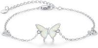 wholesale 925 Sterling Silver & Opal Butterfly Bracelet – Adjustable, Hypoallergenic, Elegant Gift for Women-Butterfly Bracelet(White Opal)