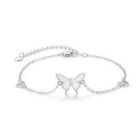 wholesale 925 Sterling Silver & Opal Butterfly Bracelet – Adjustable, Hypoallergenic, Elegant Gift for Women-Butterfly Bracelet(White Opal)