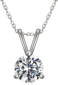 wholesale 14K Gold Moissanite Necklace 0 5 2Ct D VVS1 Brilliant Cut Solitaire Pendant-White Gold 0.5 carats