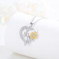 wholesale Sterling Silver Sunflower Heart Pendant Necklace for Women Girlfriend Sister 18th 15th 16th 21st th 80th Birthday Christmas Anniversary Jewelry Gift-0-13