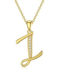 wholesale 14k Yellow Gold Lab Diamond Initial Letter Necklace Wholesale With Chain-Z