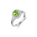 wholesale 925 Sterling Silver Moissanite Birthstone Crystal Halo Engagement Ring-0-0