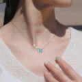 wholesale 925 Sterling Silver with Turquoise and Abalone Shell Butterfly Pendant Necklace for Women-0-2