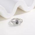 wholesale S925 Sterling Silver Lotus Moss Agate Ring Dainty Adjustable Natural Stone Jewelry-0-2