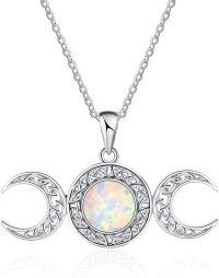 wholesale 925 Sterling Silver Opal Triquetra Trinity Circle Pendant Necklaces for Women Girls s-Opal