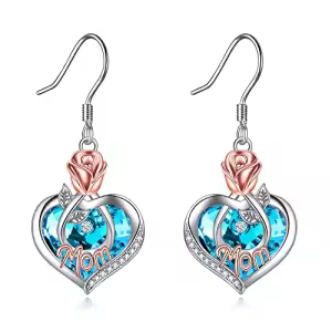 12 Dec-Mom Earrings with Heart Crystal