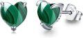 wholesale 925 Sterling Silver Malachite Heart Stud Earrings & Pendant Set - Hypoallergenic Jewelry for Women Girls-0-0