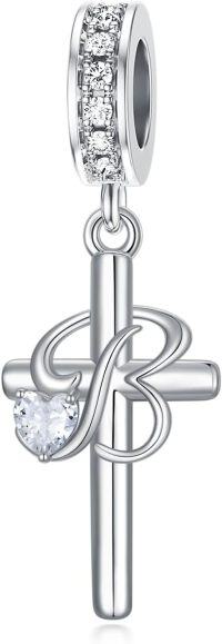 wholesale 925 Sterling Silver ABC Initial Cross Charm Pendant Beads for Bracelet-2-B