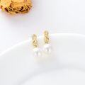 wholesale 14K Gold Freshwater Pearl Butterfly Infinity Stud Earrings for Women Gifts-0-2