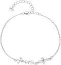 wholesale 925 Sterling Silver Faith Cross Angel Wing Anklet Bracelet Religious  for Women-0-0