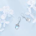 wholesale 925 Sterling Silver Rainbow Moonstone Celtic Trinity Knot Drop Leverback Earrings-0-3