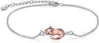 wholesale 925 Sterling Silver Rose Gold Fox Origami Charm Bracelet for Women Girls Gifts-fox