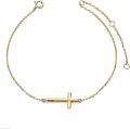 wholesale 14k Gold Sideways Faith Cross Bracelet for Women Adjustable Chain 6.5 - 8.5-0-0