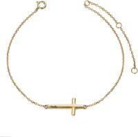 wholesale 14k Gold Sideways Faith Cross Bracelet for Women Adjustable Chain 6.5 - 8.5-Yellow Gold