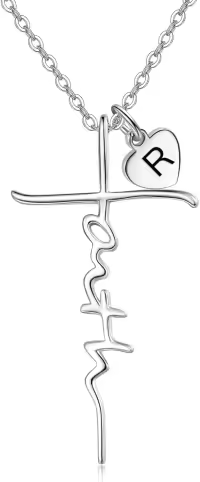 wholesale Sterling Silver Birthstone Faith Cross Pendant Necklace for Women-R-R