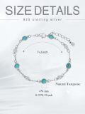 wholesale 925 Sterling Silver Turquoise Beaded Chain Anklet Bracelet for Women-0-3