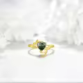 wholesale 925 Sterling Silver Green Moss Agate Vine Design Adjustable Rings Wholesale for Women-0-1
