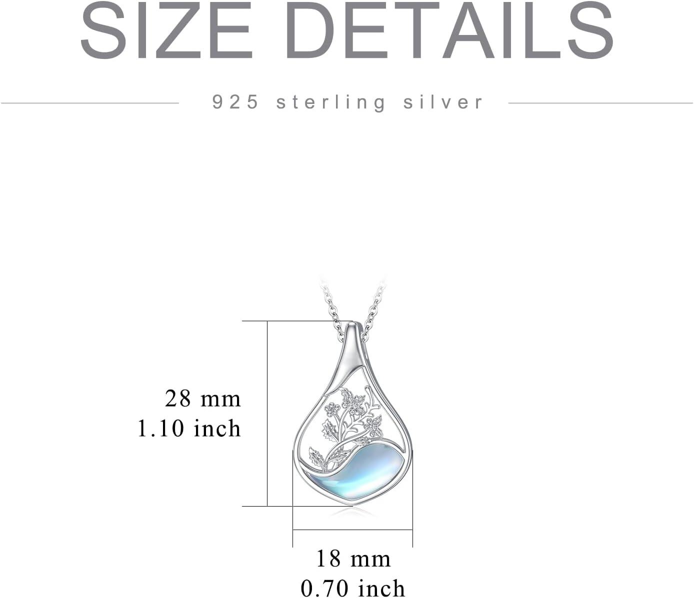 925 Sterling Silver Moonstone Teardrop Pendant with Floral Design - Mother's Day/Birthday/Christmas Gifts for Her-0-4