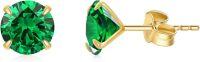 wholesale 14K Yellow Gold Simulated Diamond Stud Earrings-5-May-Emerald