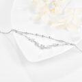 wholesale 925 Sterling Silver Flower Beaded Chain Bracelet with CZ Stones and Toggle Clasp for Women Girls  47cm Length-0-1