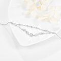 wholesale 925 Sterling Silver Platinum Plated Double Layer Daisy Flower Bead Chain Bracelet For Women-0-1