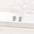wholesale 925 Sterling Silver Green Enamel Parrot Black Crystal Stud Earrings-0-2