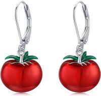 wholesale 925 Sterling Silver Metal Tomato Dangle Earrings - Christmas Gift Ideas for Women-Apple
