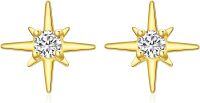 wholesale Gold 14k Solid Gold Moissanite 7mm Star Stud Earrings for Women-Gold-style 3