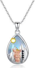 wholesale 925 Sterling Silver Fox & Moonstone Teardrop Pendant Necklace for Women Girls-0-0