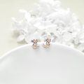 wholesale 925 Sterling Silver Fox Stud Earrings Rose Gold Two Tone Zircon Animal Jewelry-0-2